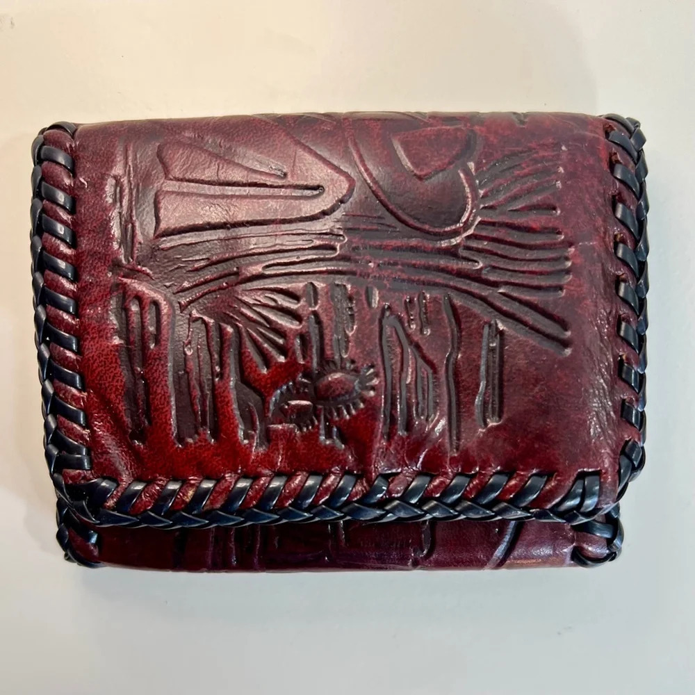 Vintage Leather Wallet, Burgundy, Brown Black
